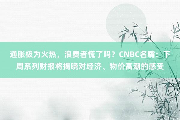   通胀极为火热，浪费者慌了吗？CNBC名嘴：下周系列财报将揭晓对经济、物价高潮的感受