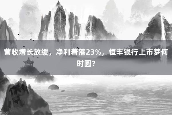   营收增长放缓，净利着落23%，恒丰银行上市梦何时圆？