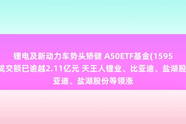   锂电及新动力车势头矫健 A50ETF基金(159592)及时成交额已逾越2.11亿元 天王人锂业、比亚迪、盐湖股份等领涨