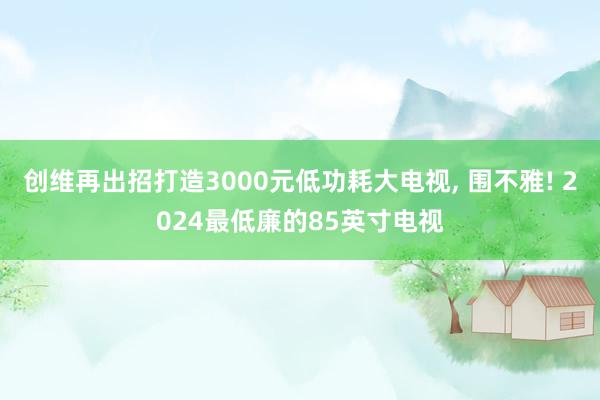   创维再出招打造3000元低功耗大电视, 围不雅! 2024最低廉的85英寸电视